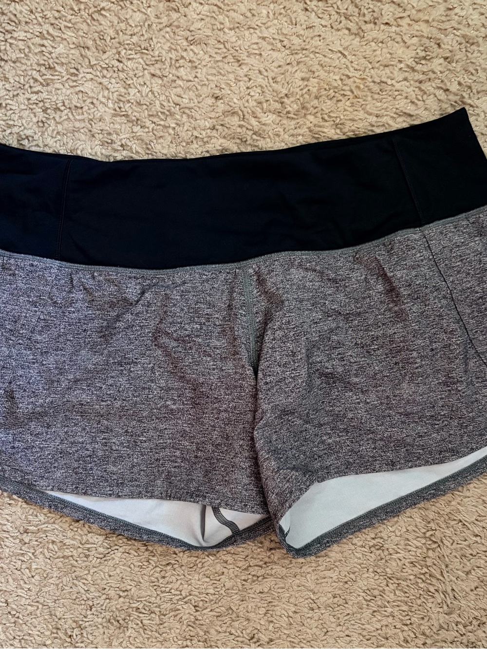 lululemon athletica Black Waistband with Heather Gray Workout Shorts